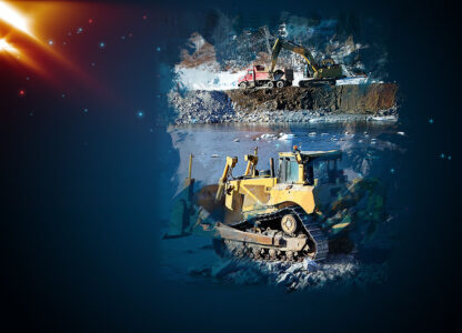 Bulldozer at Work Art Background with Copy Space - Royalty-Free Stock Images